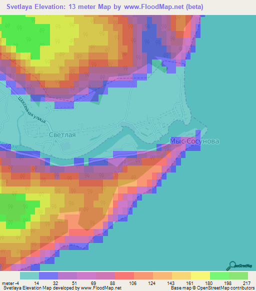 Svetlaya,Russia Elevation Map