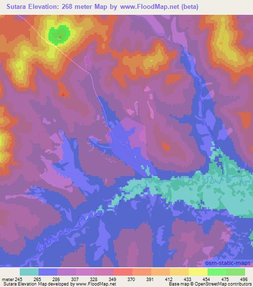 Sutara,Russia Elevation Map