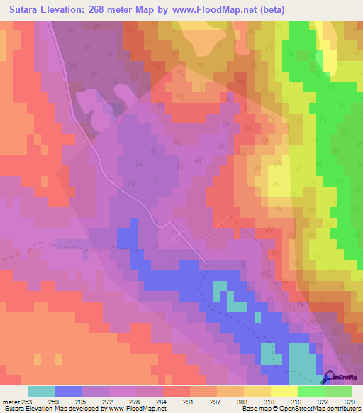 Sutara,Russia Elevation Map