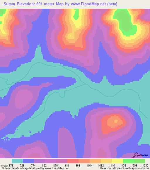 Sutam,Russia Elevation Map