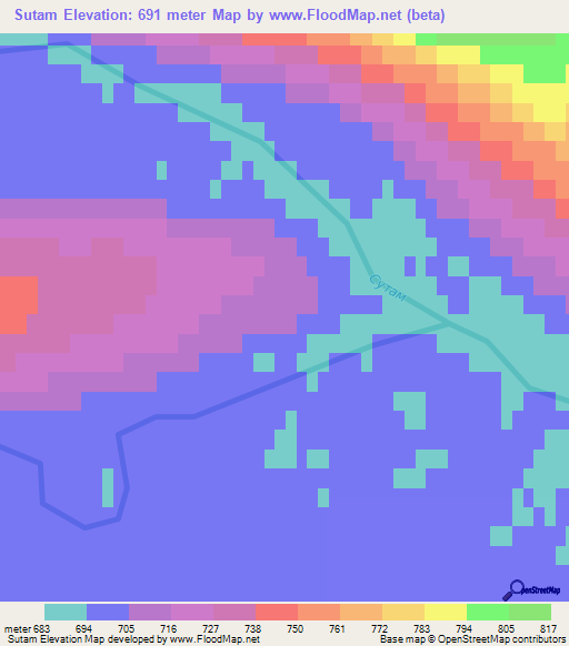 Sutam,Russia Elevation Map