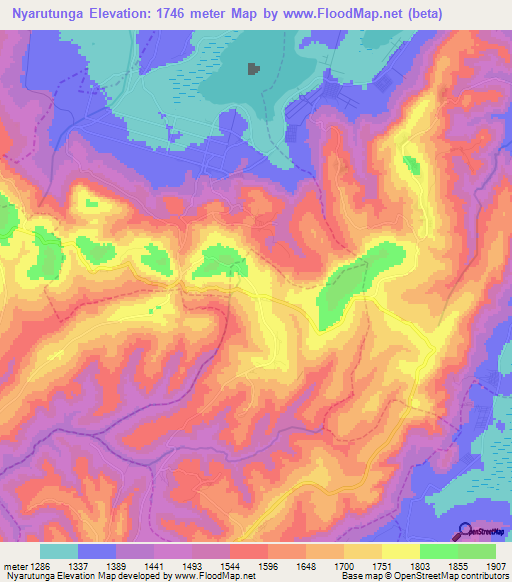 Nyarutunga,Rwanda Elevation Map