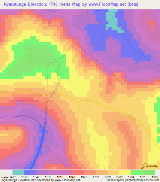 Nyarutunga,Rwanda Elevation Map