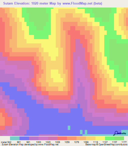 Sutam,Russia Elevation Map