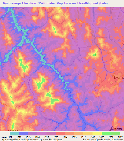 Nyarusange,Rwanda Elevation Map