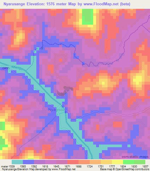 Nyarusange,Rwanda Elevation Map