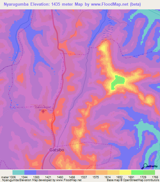 Nyarugumba,Rwanda Elevation Map