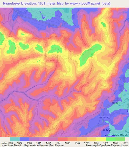 Nyarubuye,Rwanda Elevation Map