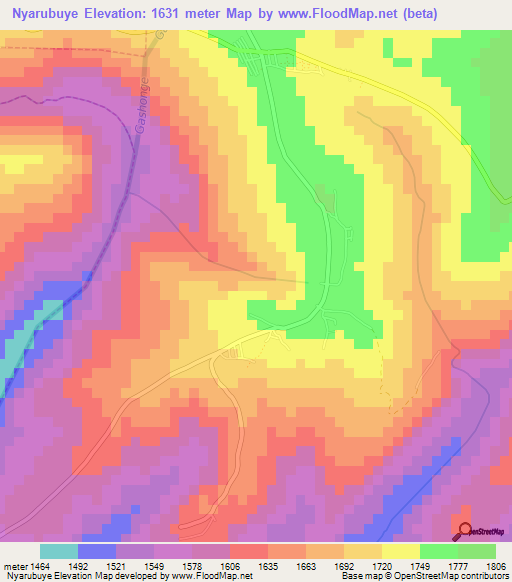 Nyarubuye,Rwanda Elevation Map