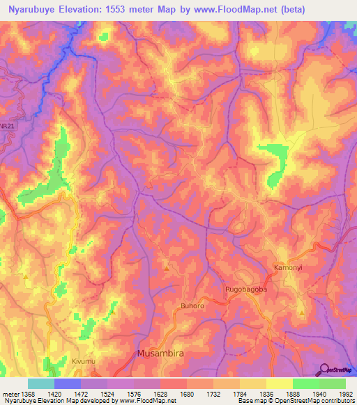 Nyarubuye,Rwanda Elevation Map