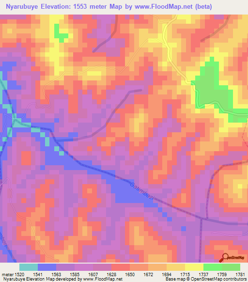 Nyarubuye,Rwanda Elevation Map