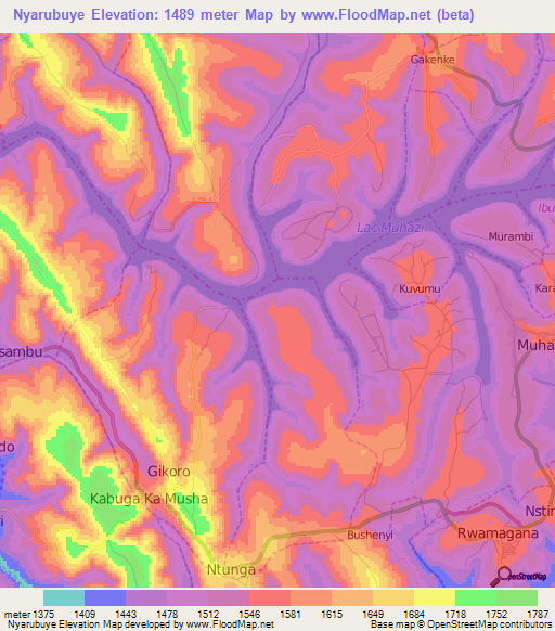 Nyarubuye,Rwanda Elevation Map