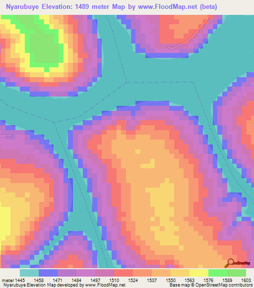 Nyarubuye,Rwanda Elevation Map