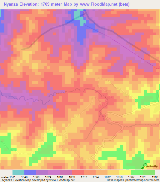 Nyanza,Rwanda Elevation Map