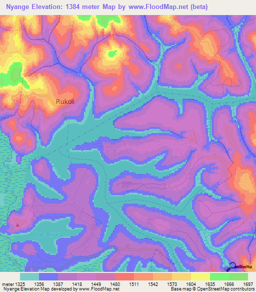 Nyange,Rwanda Elevation Map