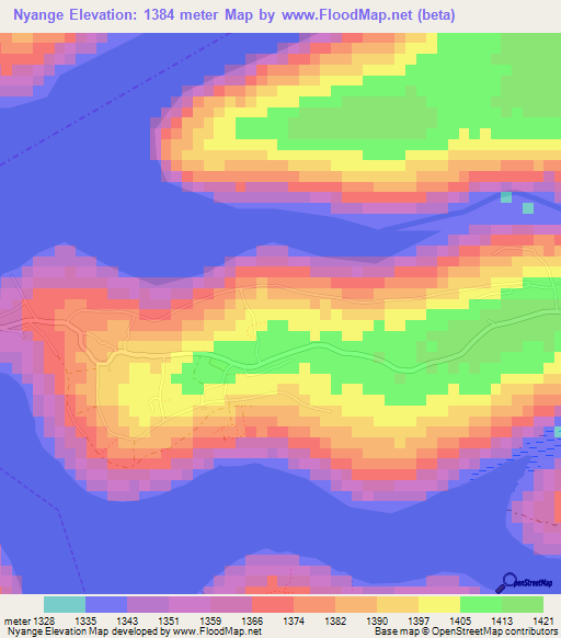 Nyange,Rwanda Elevation Map