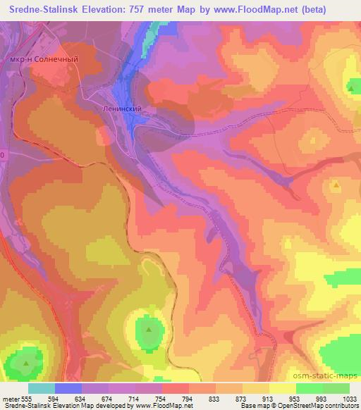 Sredne-Stalinsk,Russia Elevation Map