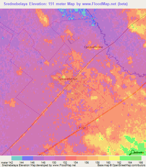 Srednebelaya,Russia Elevation Map