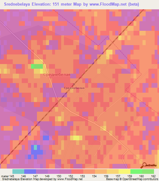 Srednebelaya,Russia Elevation Map