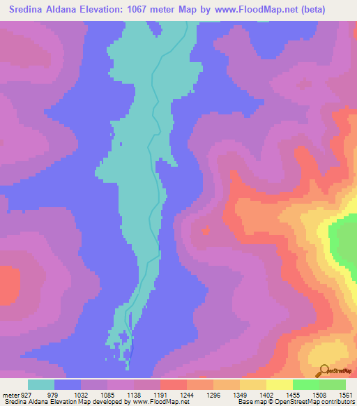 Sredina Aldana,Russia Elevation Map