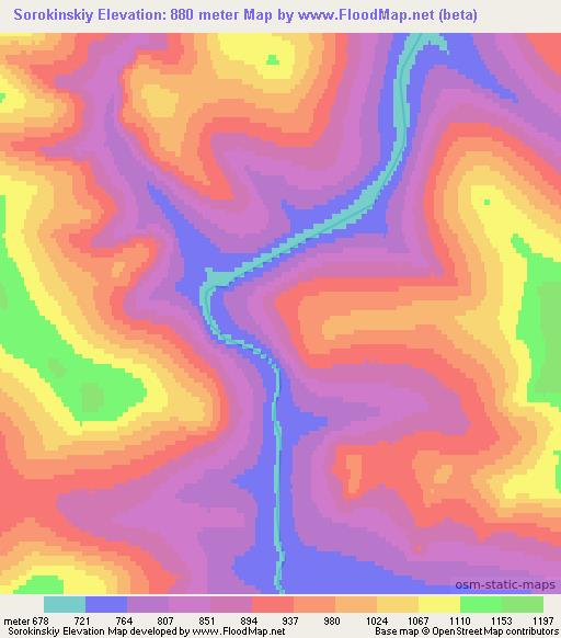 Sorokinskiy,Russia Elevation Map