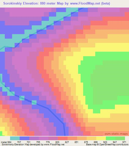 Sorokinskiy,Russia Elevation Map