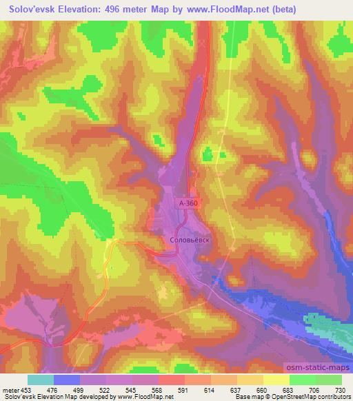 Solov'evsk,Russia Elevation Map