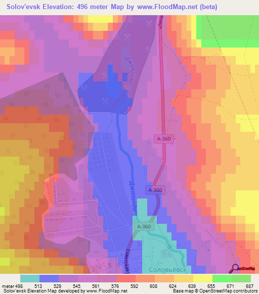 Solov'evsk,Russia Elevation Map