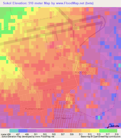 Sokol,Russia Elevation Map