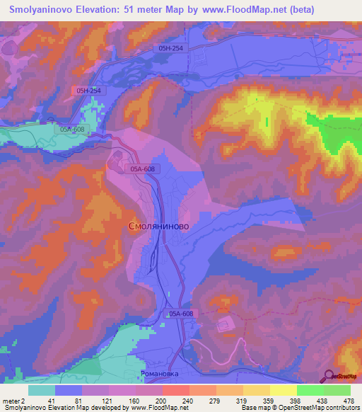 Smolyaninovo,Russia Elevation Map