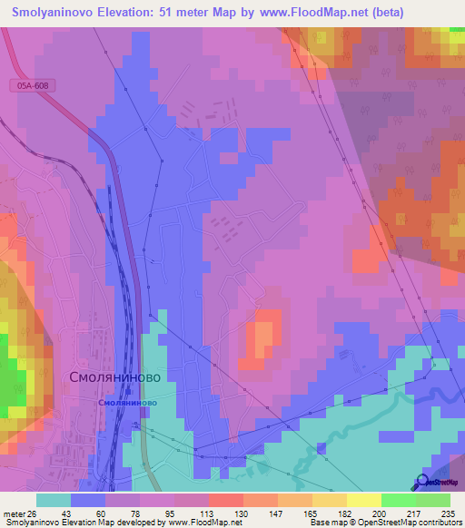 Smolyaninovo,Russia Elevation Map