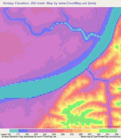 Smelyy,Russia Elevation Map