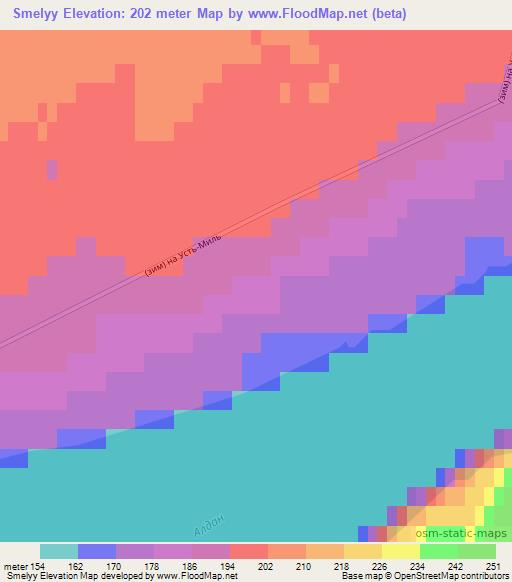 Smelyy,Russia Elevation Map