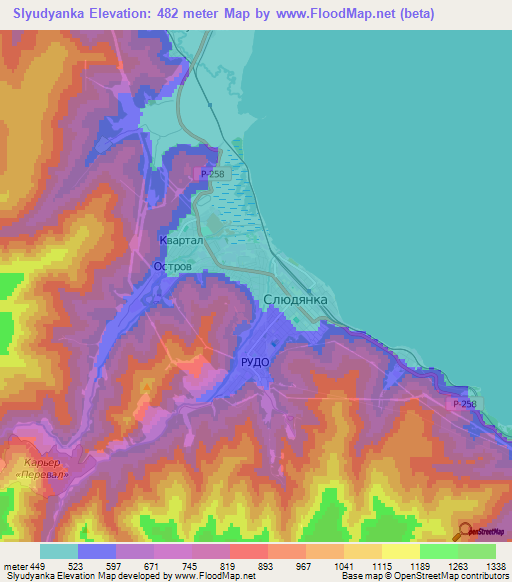 Slyudyanka,Russia Elevation Map