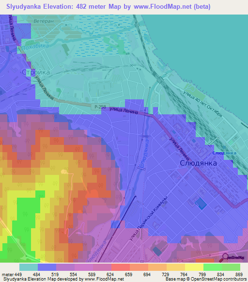 Slyudyanka,Russia Elevation Map