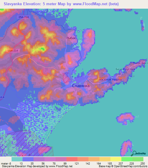 Slavyanka,Russia Elevation Map