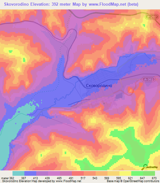 Skovorodino,Russia Elevation Map