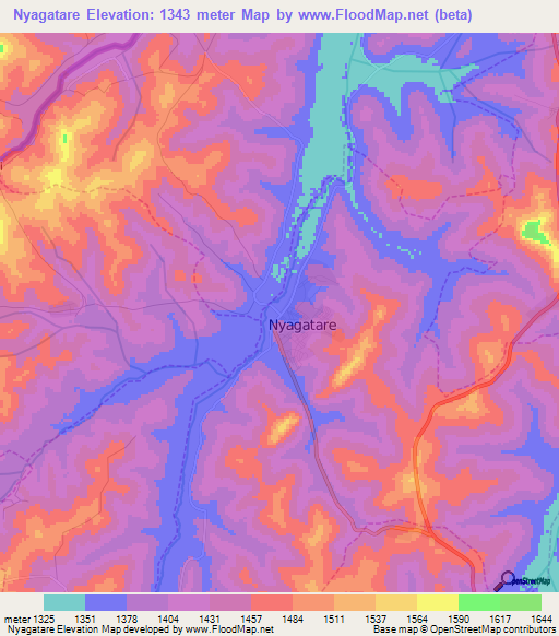 Nyagatare,Rwanda Elevation Map