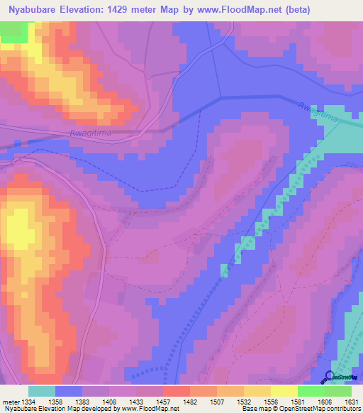 Nyabubare,Rwanda Elevation Map