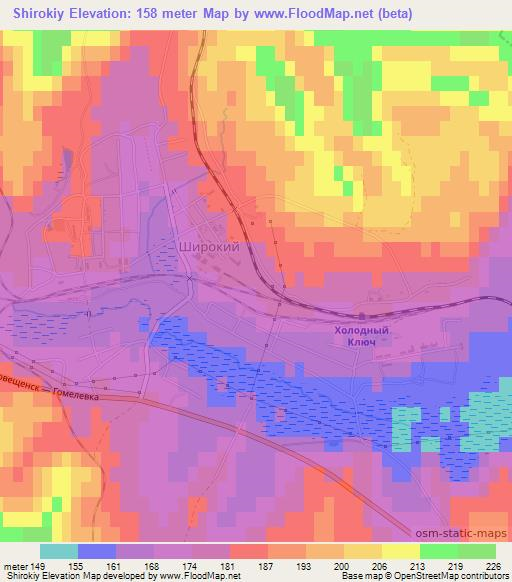 Shirokiy,Russia Elevation Map