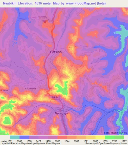 Nyabikili,Rwanda Elevation Map