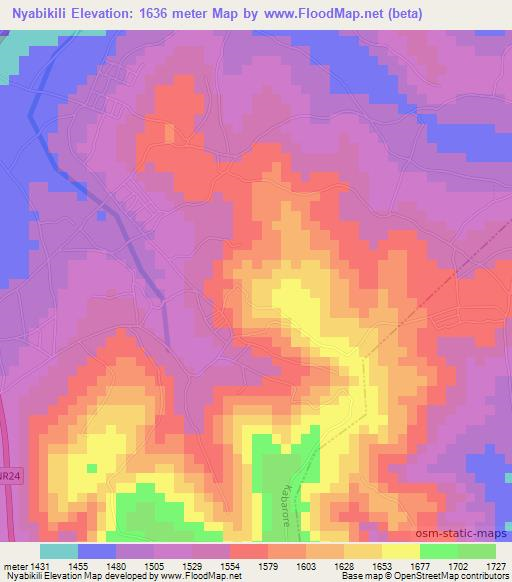 Nyabikili,Rwanda Elevation Map