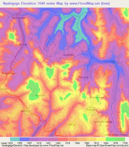 Nyabigega,Rwanda Elevation Map