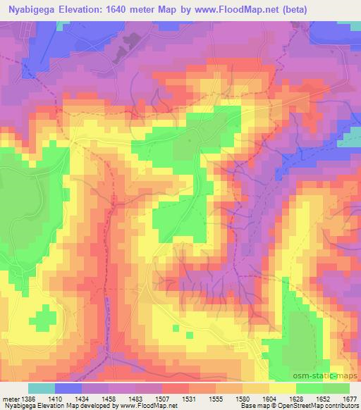 Nyabigega,Rwanda Elevation Map