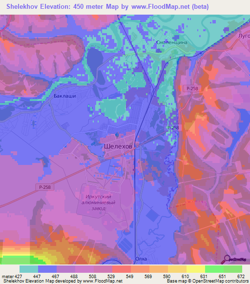 Shelekhov,Russia Elevation Map