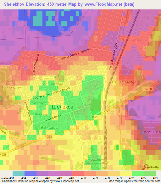 Shelekhov,Russia Elevation Map