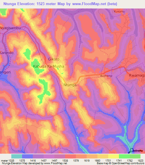 Ntunga,Rwanda Elevation Map