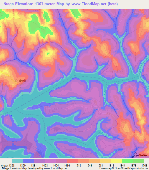 Ntaga,Rwanda Elevation Map