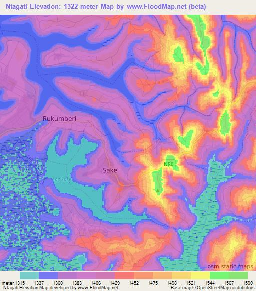 Ntagati,Rwanda Elevation Map