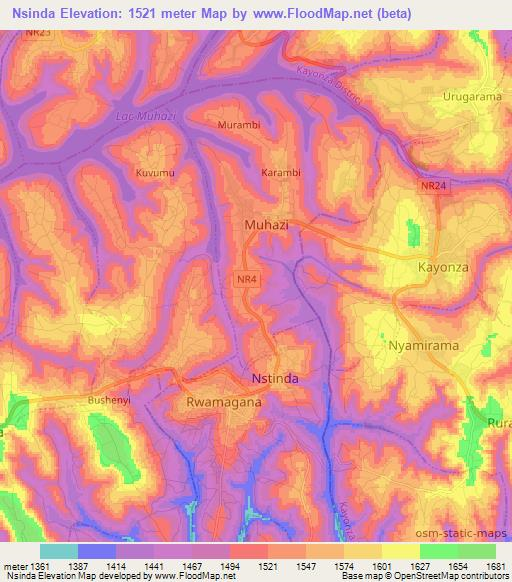 Nsinda,Rwanda Elevation Map